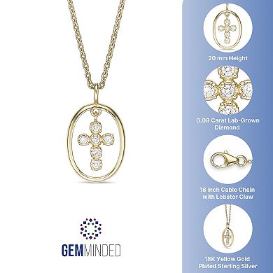 Gemminded 18k Gold Over Silver Lab-Grown Diamond Accent Pendant Necklace