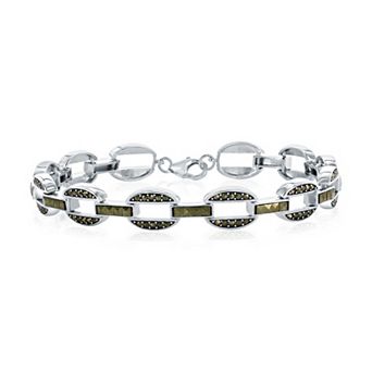 Argento Bella Sterling Silver Marcasite Oval Link Bracelet