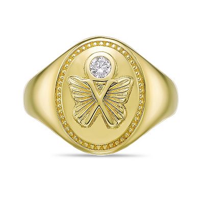 Gemminded 18k Gold Over Silver 1/10 Carat T.W. Lab-Grown Diamond Ring