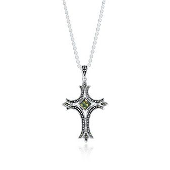 Argento Bella Sterling Silver Marcasite Cross Pendant Necklace