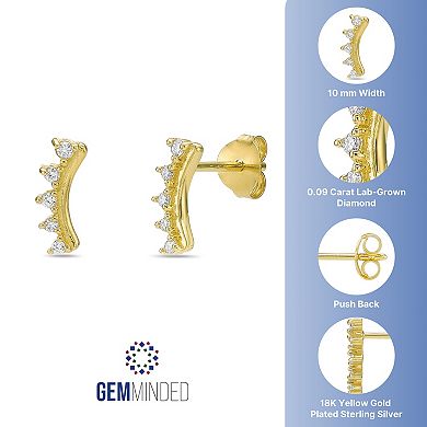 Gemminded 18k Gold Over Silver 1/10 Carat T.W. Lab-Grown Diamond Crawler Earrings