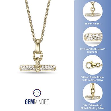 Gemminded 18k Gold Over Silver 1/8 Carat T.W. Lab-Grown Diamond Pendant Necklace