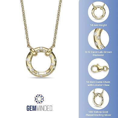 Gemminded 18k Gold Over Silver 1/8 Carat T.W. Lab-Grown Diamond Pendant Necklace