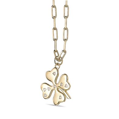 Gemminded 18k Gold Over Silver Lab-Grown Diamond Accent Four Leaf Clover Pendant Necklace