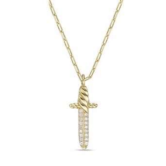 Gemminded 18k Gold Over Silver 1/6 Carat T.W. Lab Created Diamond Sword Pendant Necklace