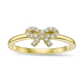 Gemminded 18k Gold Over Silver 1/6 Carat T.W. Lab-Grown Diamond Bow Ring