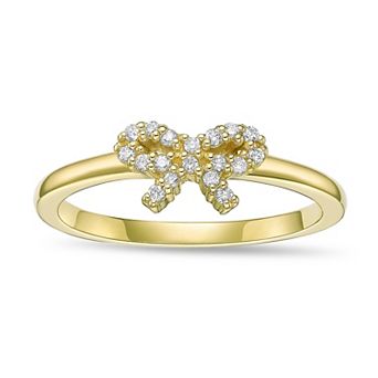 Gemminded 18k Gold Over Silver 1/6 Carat T.W. Lab-Grown Diamond Bow Ring