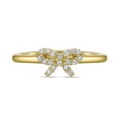 Gemminded 18k Gold Over Silver 1/6 Carat T.W. Lab-Grown Diamond Bow Ring