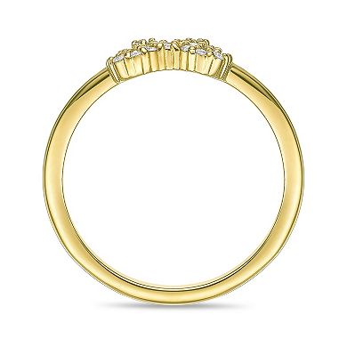 Gemminded 18k Gold Over Silver 1/6 Carat T.W. Lab-Grown Diamond Bow Ring