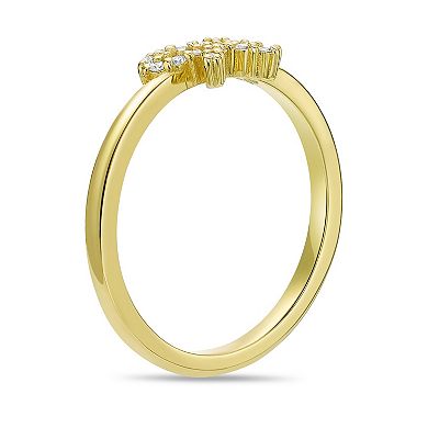 Gemminded 18k Gold Over Silver 1/6 Carat T.W. Lab-Grown Diamond Bow Ring