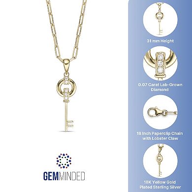 Gemminded 18k Gold Over Silver Lab-Grown Diamond Accent Pendant Necklace