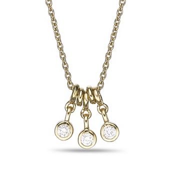 GEMMINDED 18k Gold Over Silver 1/10 Carat T.W. Lab-Grown Diamond Three-Stone Dangle Necklace