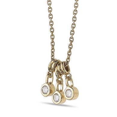 GEMMINDED 18k Gold Over Silver 1/10 Carat T.W. Lab-Grown Diamond Three-Stone Dangle Necklace