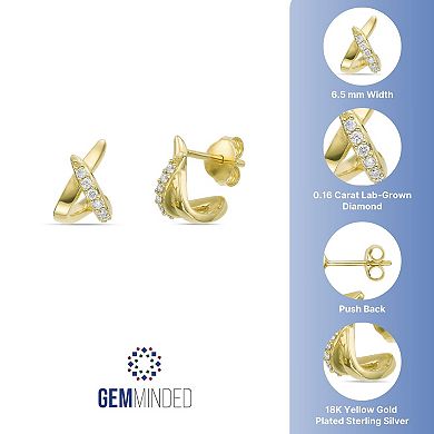 Gemminded 18k Gold Over Silver 1/6 Carat T.W. Lab-Grown Diamond Earrings