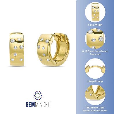 Gemminded 18k Gold Over Silver 1/8 Carat T.W. Lab-Grown Diamond Hoop Earrings