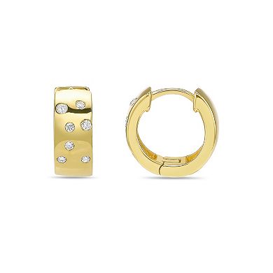 Gemminded 18k Gold Over Silver 1/8 Carat T.W. Lab-Grown Diamond Hoop Earrings