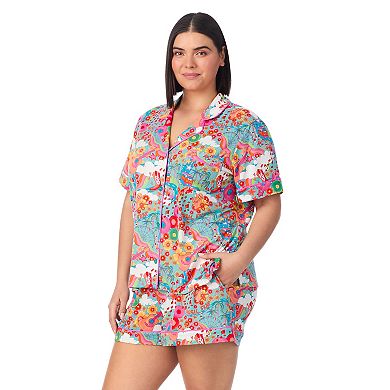 Plus Size Beauty Sleep Social Cozy Short Sleeve Pajama Top & Pajama Shorts Set