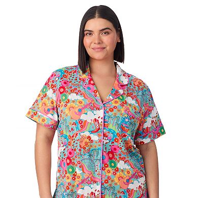 Plus Size Beauty Sleep Social Cozy Short Sleeve Pajama Top & Pajama Shorts Set