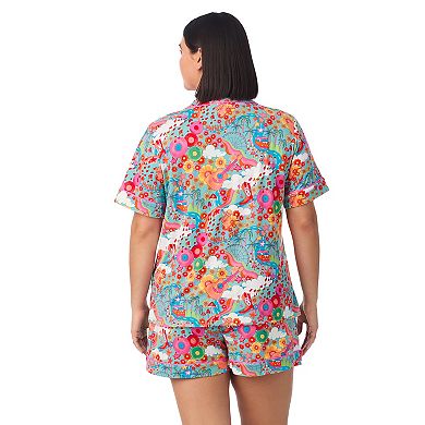 Plus Size Beauty Sleep Social Cozy Short Sleeve Pajama Top & Pajama Shorts Set