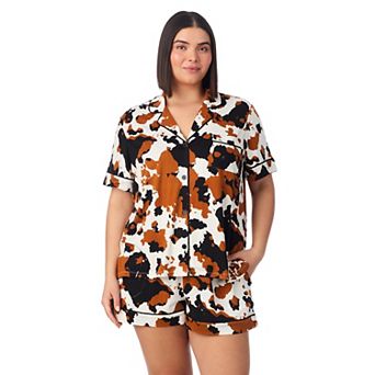 Plus Size Beauty Sleep Social Cozy Short Sleeve Pajama Top & Pajama Shorts Set