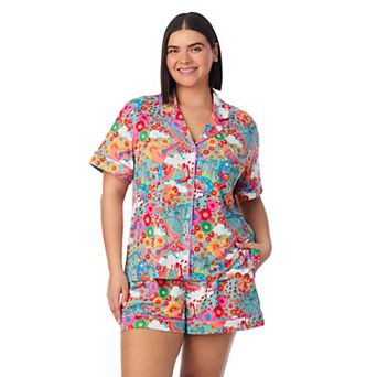 Plus Size Beauty Sleep Social Cozy Short Sleeve Pajama Top & Pajama Shorts Set
