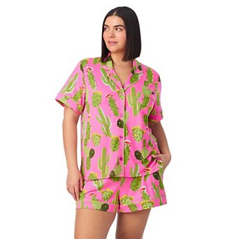 Plus Size Beauty Sleep Social Cozy Short Sleeve Pajama Top & Pajama Shorts Set
