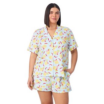 Plus Size Beauty Sleep Social Cozy Short Sleeve Pajama Top & Pajama Shorts Set