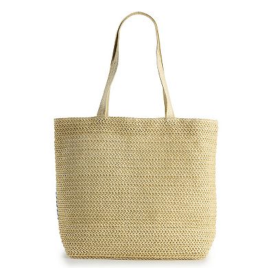 Sonoma Goods For Life® Straw Verbiage Tote Bag