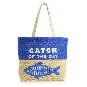 Sonoma Goods For Life® Straw Verbiage Tote Bag