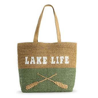 Sonoma Goods For Life® Straw Verbiage Tote Bag