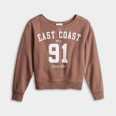 Girls 7-16 Sea + Skye Boatneck Fleece Sweatshirt