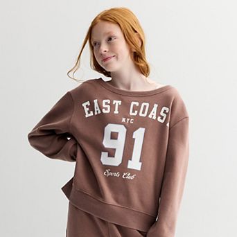 Girls 7-16 Sea + Skye Boatneck Fleece Sweatshirt