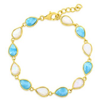 Nautica Rocks Sterling Silver Larimar & Mother-of-Pearl Teardrop Bracelet