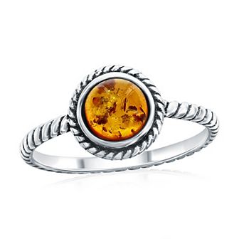 Nautica Rocks Sterling Silver Amber Twist Ring
