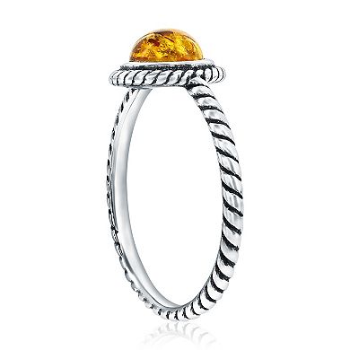 Nautica Rocks Sterling Silver Amber Twist Ring