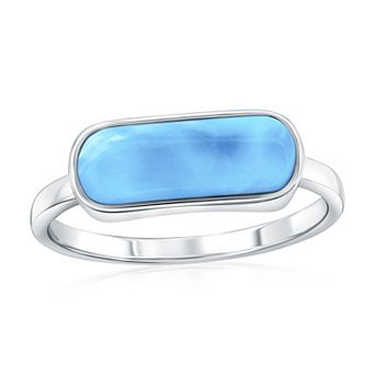 Nautica Rocks Sterling Silver Oval Larimar Cabochon Ring