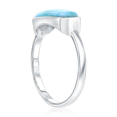 Nautica Rocks Sterling Silver Oval Larimar Cabochon Ring