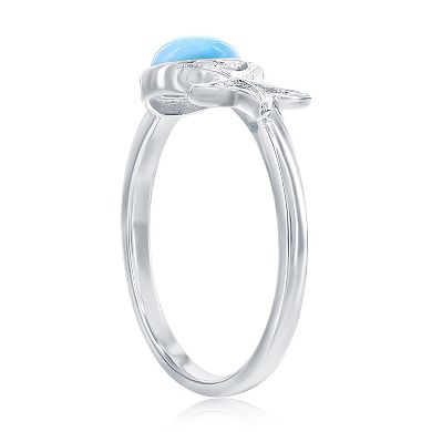 Nautica Rocks Sterling Silver Larimar Cabochon Starfish Ring