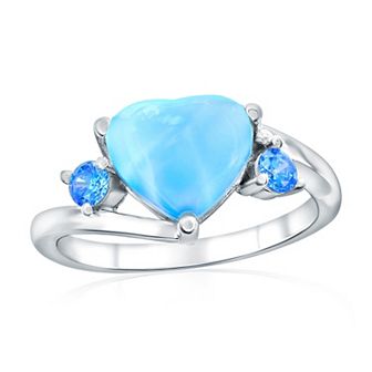 Nautica Rocks Sterling Silver Larimar Heart Ring