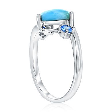 Nautica Rocks Sterling Silver Larimar Heart Ring