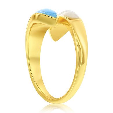 Nautica Rocks Sterling Silver Larimar & Mother-of-Pearl Bypass Ring
