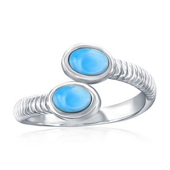 Nautica Rocks Sterling Silver Larimar Cabochon Bypass Ring