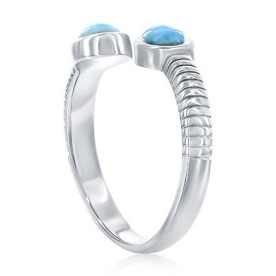 Nautica Rocks Sterling Silver Larimar Cabochon Bypass Ring