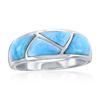 Nautica Rocks Sterling Silver Larimar Inlay Band Ring