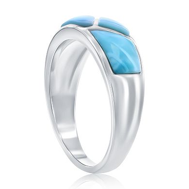 Nautica Rocks Sterling Silver Larimar Inlay Band Ring