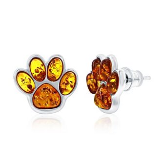 Nautica Rocks Amber Paw Print Stud Earrings