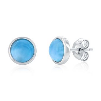 Nautica Rocks Sterling Silver 8 mm Round Larimar Stud Earrings