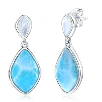 Nautica Rocks Sterling Silver Mother-of-Pearl & Larimar Drop Earrings