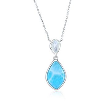Nautica Rocks Sterling Silver Mother-of-Pearl & Larimar Pendant Necklace