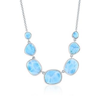 Nautica Rocks Sterling Silver Larimar Stone Necklace